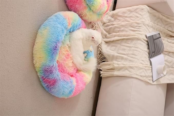 Small Dog Bed Cat Bed Donut Kitten Beds Dog Sofa Small Sofa Puppy Bed Cute Bed Cat Pet for 3Kg Pet Donut Bed