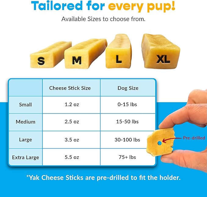 Yak Chew Holder Pack, Medium (4 Pieces) - Includes Yak Cheese Holder for Safe, Secure and Smarter Chewing. Also a Bully Stick Holder Too!
