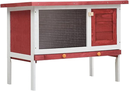 (Fast Shipments) Large Wooden Rabbit Hutch Pet House Bunny Cage Small Animal Habitat Lockable Doors Large Run Area for Indoor Use Outdoor Rabbit Hutch 1 Layer Red Wood