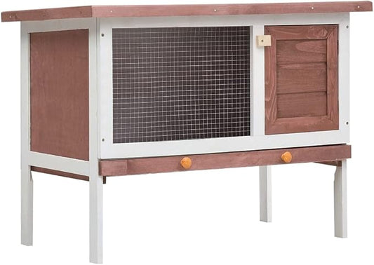 (Fast Shipments) Large Wooden Rabbit Hutch Pet House Bunny Cage Small Animal Habitat Lockable Doors Large Run Area for Indoor Use Outdoor Rabbit Hutch 1 Layer Brown Wood