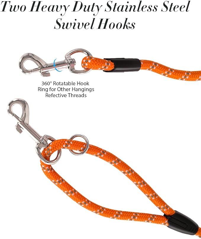 (2 Pack) Long Dog Leash for Dog Training 15FT/30FT/50FT, Dog Rope Check Cord with Reflective Thread for Large Medium Small Dogs, Dog Tie-Out Cable Lead for Hunting, Camping/Backyard