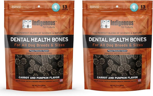 (2 Pack) Indigenous Dental Health Bones Carrot and Pumpkin Flavor - 17 Ounces each