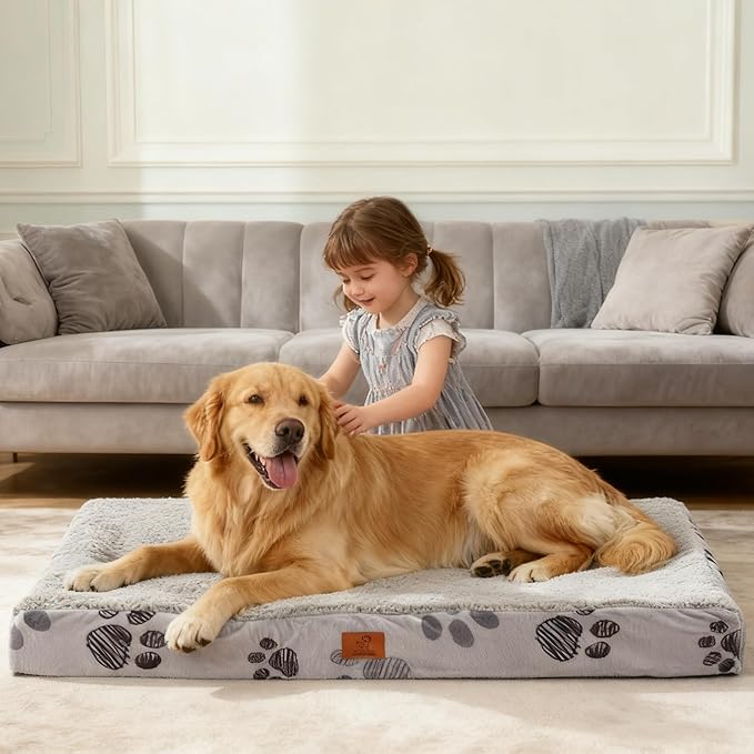 Large Dog Bed for Crate, 35x22 Inch Washable Crate Mat with Removable Cover & Anti-Slip Bottom, Comfy Orthopedic Egg Crate Foam Flat Pet Bed, Dark Grey