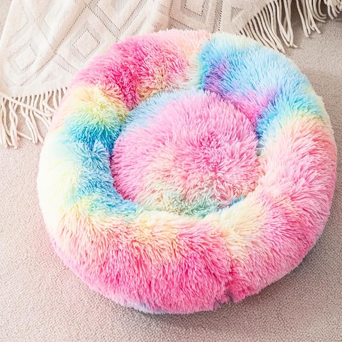 Small Dog Bed Cat Bed Donut Kitten Beds Dog Sofa Small Sofa Puppy Bed Cute Bed Cat Pet for 3Kg Pet Donut Bed