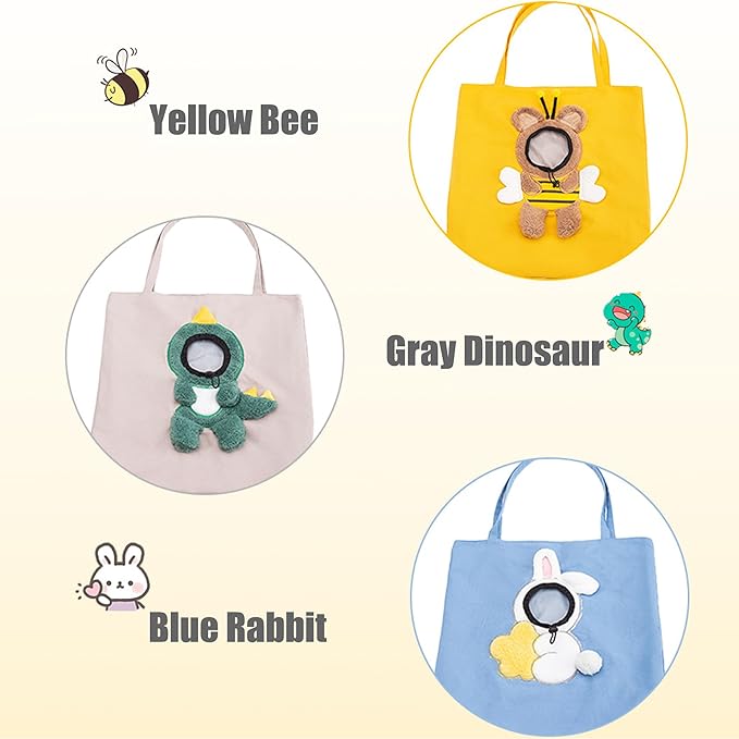 Bee-Shaped Show Head Pet Canvas Shaped Shoulder Bag，Pet Out Bag, Outcrop, Pet Out Shoulder Bag. (Bee-Large)