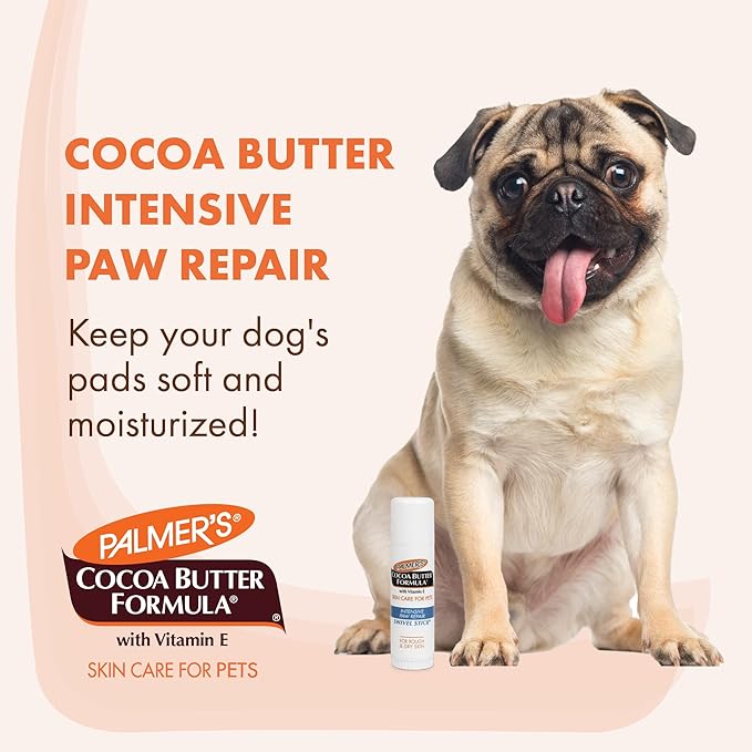 Palmer's Cocoa Butter Fragrance Free Intensive Paw Repair Swivel Stick for Dogs Cocoa Butter Paw Balm with Vitamin E, Peppermint Oil, and Shea Butter for Rough & Dry Pads for Dogs -0.5 oz
