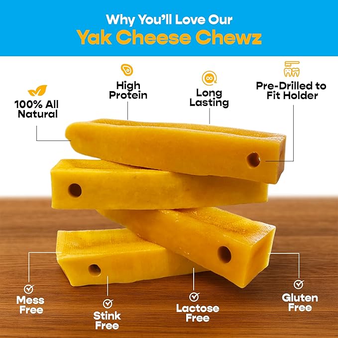 Yak Chew Holder Pack, Medium (4 Pieces) - Includes Yak Cheese Holder for Safe, Secure and Smarter Chewing. Also a Bully Stick Holder Too!