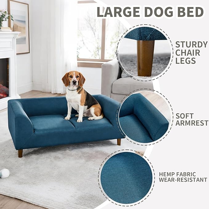 39.75" Modern Pet Sofa with Backrest and Armrests, Comfortable Foam Cushion Dog Couch for Small and Medium Dogs, Stable Leg Design for Living Room