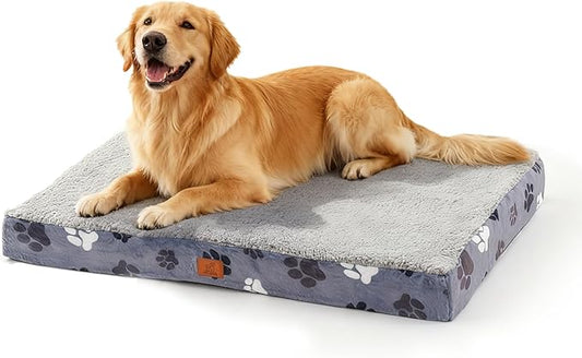 Large Dog Bed for Crate, 35x22 Inch Washable Crate Mat with Removable Cover & Anti-Slip Bottom, Comfy Orthopedic Egg Crate Foam Flat Pet Bed, Dark Grey