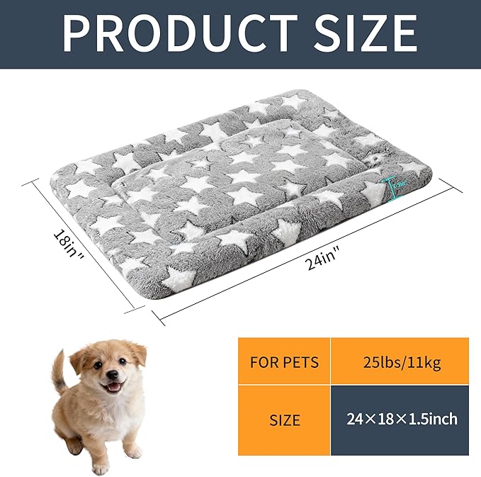Dog Bed Mat - Comfortable Kennel Pad, Multi-Purpose Crate Bed for Dogs & Cats, Soft Support (Gray, S(24 * 18 * 1.5))