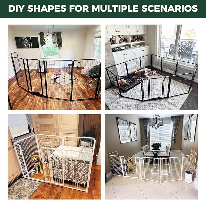 FXW Homeplus Unleashed Indoor Dog Playpen - Stress-Free and Safe Play, Heavy Duty 45 Inch 32 Panels Dog Pen for Large Dogs, Black│Patented