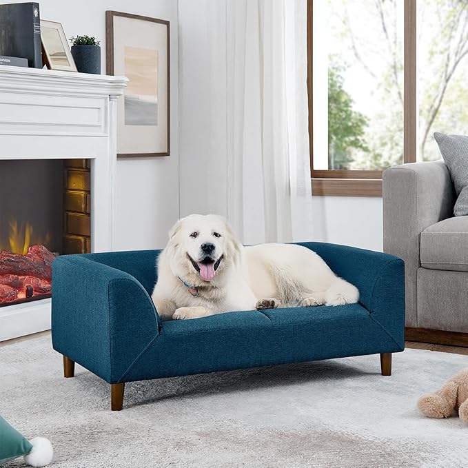39.75" Modern Pet Sofa with Backrest and Armrests, Comfortable Foam Cushion Dog Couch for Small and Medium Dogs, Stable Leg Design for Living Room