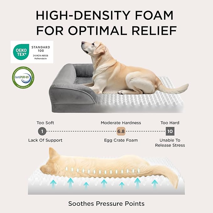 Bedsure XL Orthopedic Dog Bed for Extra Large Dogs - Washable XLarge Dog Cat Bed Waterproof, Comfort Dogs Couch Sofa with Washable Removable Cover, Pet Bed with Nonskid Bottom, Hazel, 42"