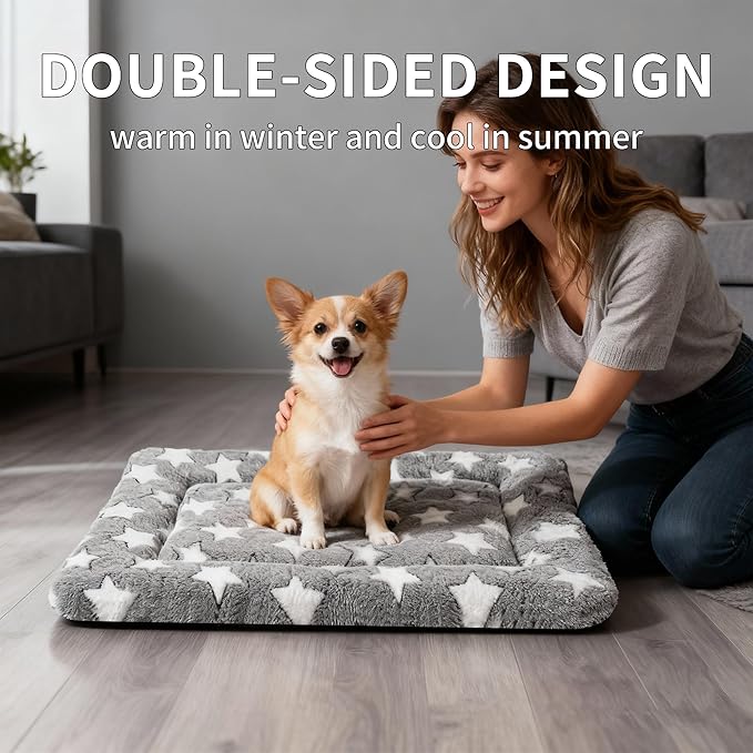 Dog Bed Mat - Comfortable Kennel Pad, Multi-Purpose Crate Bed for Dogs & Cats, Soft Support (Gray, S(24 * 18 * 1.5))