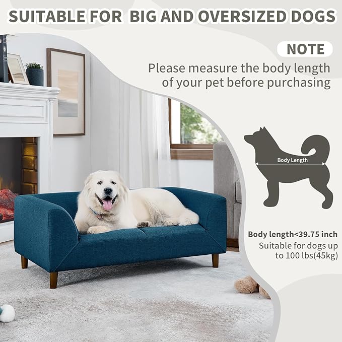 39.75" Modern Pet Sofa with Backrest and Armrests, Comfortable Foam Cushion Dog Couch for Small and Medium Dogs, Stable Leg Design for Living Room
