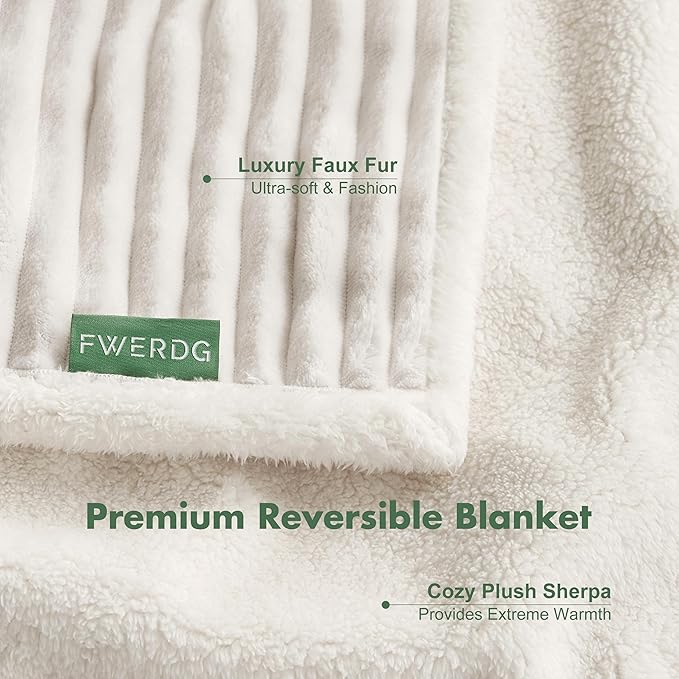 Waterproof Dog Blanket for Large Dogs - Washable Pet Throw Blanket for Couch Bed Protector, Cozy Fleece Calming Dog Blankets for Indoors & Outdoors, Cream, 50"x60"