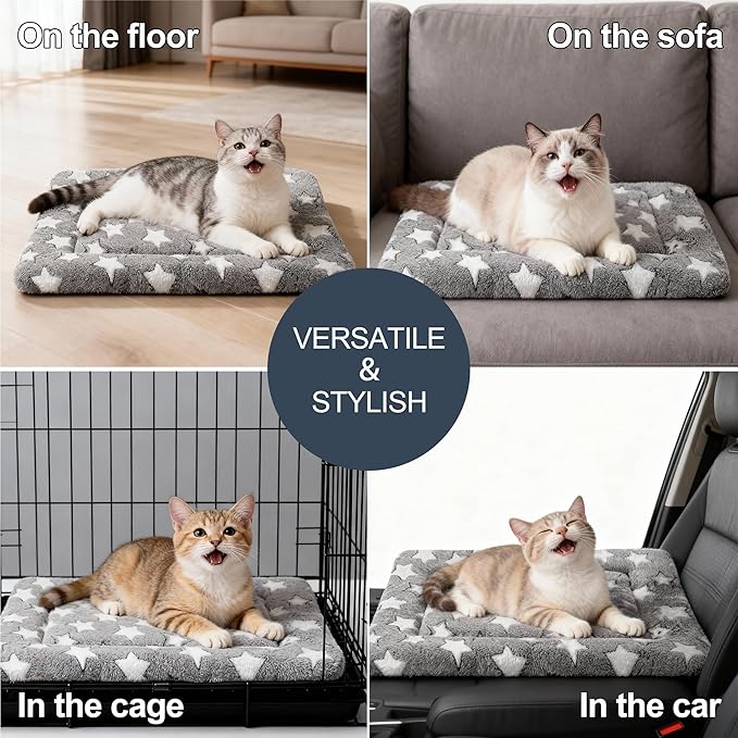Dog Bed Mat - Soft and Comfortable Dog Kennel Cat Bed, Washable Dog Bed or Cat Bed, Suitable for Dog Crate Ped, Cat Cage BedGray, 18" L x 14" W x 1.5" Th