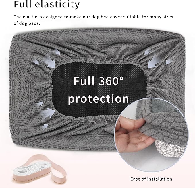 Waterproof Dog Bed Cover for Large Dogs, Washable Pet Bed Protector, Non-Slip Elastic Fit, Cooling Surface, Dog Mattress Cover for Sofa, Couch & Dog Beds