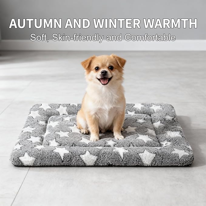 Dog Bed Mat - Comfortable Kennel Pad, Multi-Purpose Crate Bed for Dogs & Cats, Soft Support (Gray, S(24 * 18 * 1.5))