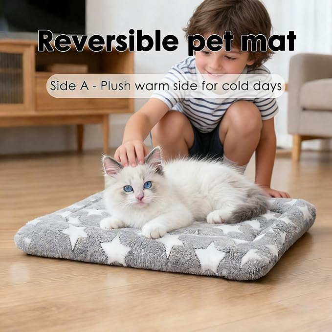 Dog Bed Mat - Soft and Comfortable Dog Kennel Cat Bed, Washable Dog Bed or Cat Bed, Suitable for Dog Crate Ped, Cat Cage BedGray, 18" L x 14" W x 1.5" Th