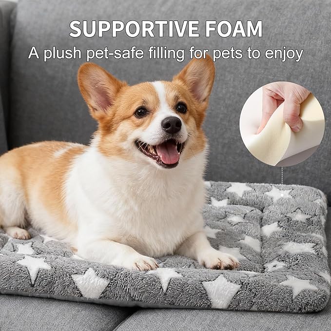 Dog Bed Mat - Comfortable Kennel Pad, Multi-Purpose Crate Bed for Dogs & Cats, Soft Support (Gray, S(24 * 18 * 1.5))