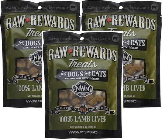 (3 Pack) Northwest Naturals Raw Rewards Freeze Dried Liver Treats, Lamb, 3 Ounces Each